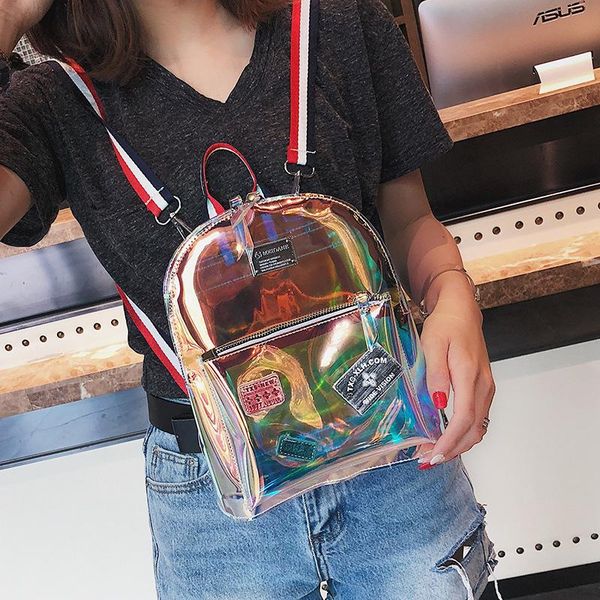 backpack 2021 woman fashion laser personality patch badge shoulder bag student outing size two sizes
backpack 2021 woman fashion laser personality patch badge shoulder bag student outing size two sizes
