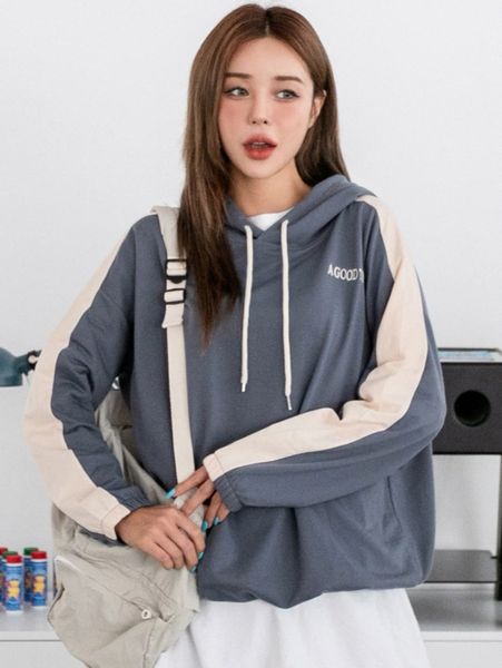 dazy contrast sideseam letter graphic oversized hoodie 26kf#, White;black
