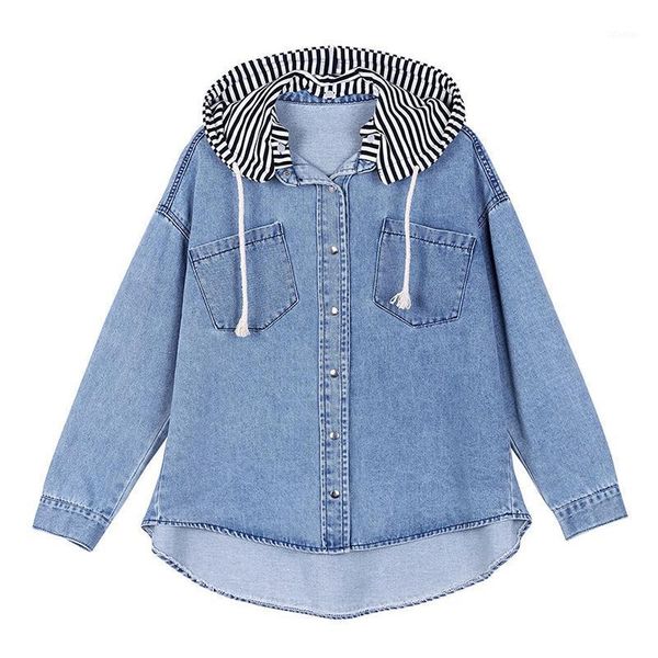 spring hooded denim blouse long sleeve oversized coat blue yellow pink navy jeans shirts women casual ladies outerwear women's blouses, White
spring hooded denim blouse long sleeve oversized coat blue yellow pink navy jeans shirts women casual ladies outerwear women's blouses, White