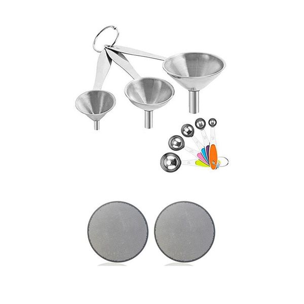 coffee filters 2x metal filter reusable stainless steel & 1set kitchen funnels,stainless and measuring spoons
coffee filters 2x metal filter reusable stainless steel & 1set kitchen funnels,stainless and measuring spoons