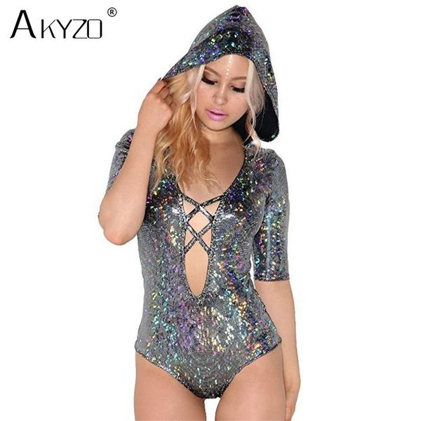 women's jumpsuits & rompers akyzo women half sleeve hooded holographic laser bodysuit 2021 cut out hologram deep v elastic bodycon, Black;white
women's jumpsuits & rompers akyzo women half sleeve hooded holographic laser bodysuit 2021 cut out hologram deep v elastic bodycon, Black;white