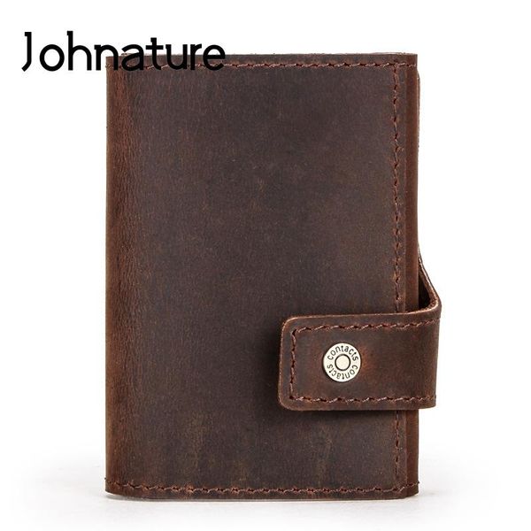 card holders johnature retro crazy horse leather rfid set 2021 vintage solid color hasp cowhide men women coin purse, Brown;gray
card holders johnature retro crazy horse leather rfid set 2021 vintage solid color hasp cowhide men women coin purse, Brown;gray
