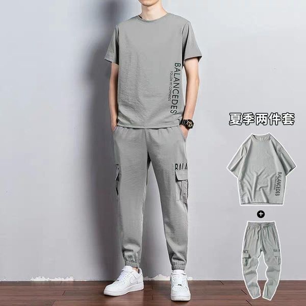 men's tracksuits short sleeve suit summer ice silk t-shirt clothes 2021 fashion leisure two piece tracksuit men gym streetwear, Gray
men's tracksuits short sleeve suit summer ice silk t-shirt clothes 2021 fashion leisure two piece tracksuit men gym streetwear, Gray