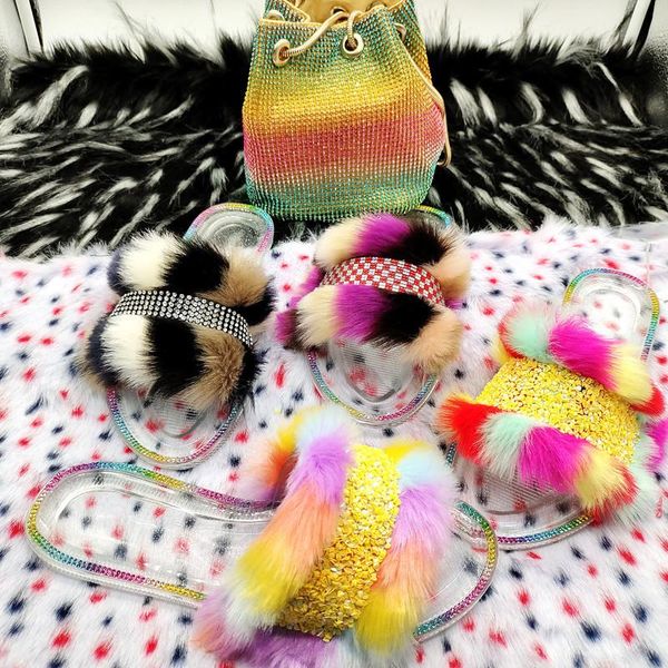 rainbow rhinestones faux fur slides and purse set furry slippers bag jelly shoes zapatillas de mujer sandalias pantoufle femme, Black
rainbow rhinestones faux fur slides and purse set furry slippers bag jelly shoes zapatillas de mujer sandalias pantoufle femme, Black