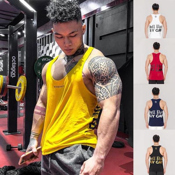 men' tank brand gym workout vest printed sleeveless bodybuilding sportswear muscle, White;black
men' tank brand gym workout vest printed sleeveless bodybuilding sportswear muscle, White;black