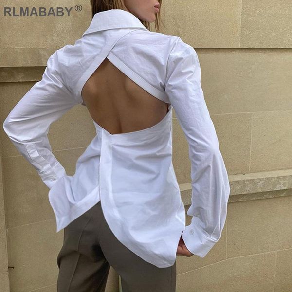 women's blouses & shirts backless hollow blouse white lace up button office lady slim turn-down collar long sleeve autumn top
women's blouses & shirts backless hollow blouse white lace up button office lady slim turn-down collar long sleeve autumn top