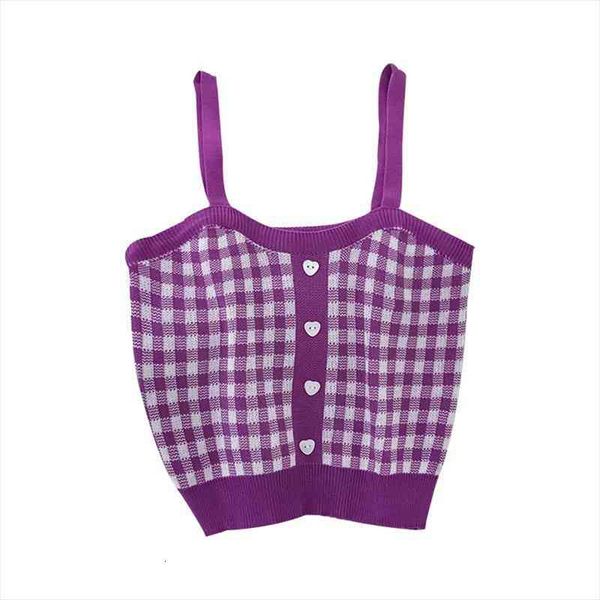 women purple plaid crop with buttons knitted kawaii cute straps sleeveless casual crop for women, White
women purple plaid crop with buttons knitted kawaii cute straps sleeveless casual crop for women, White