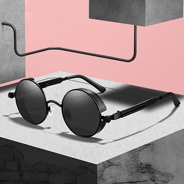 sunglasses hooban classic steampunk men women retro gothic round male's glasses fashion metal driving goggle uv400, White;black
sunglasses hooban classic steampunk men women retro gothic round male's glasses fashion metal driving goggle uv400, White;black