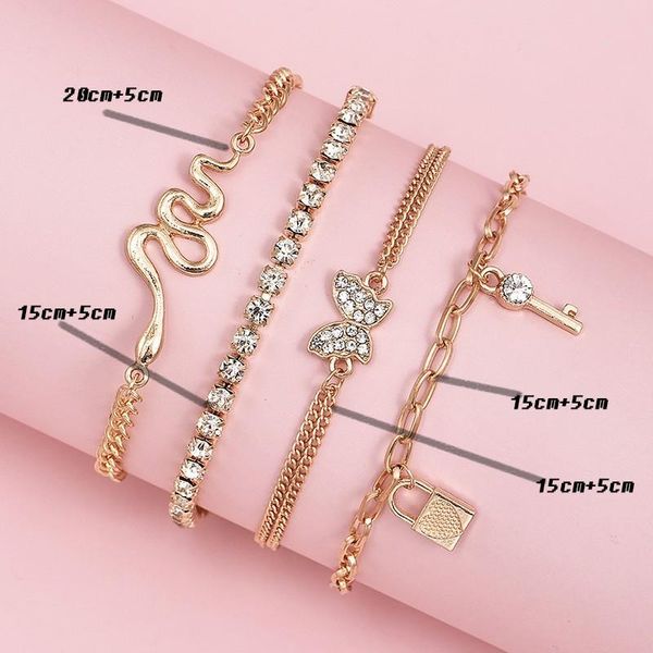 link, chain key lock 4 piece combination set bracelet fashion butterfly rhinestone for women ladies bohemia beach holiday jewelry, Black
link, chain key lock 4 piece combination set bracelet fashion butterfly rhinestone for women ladies bohemia beach holiday jewelry, Black