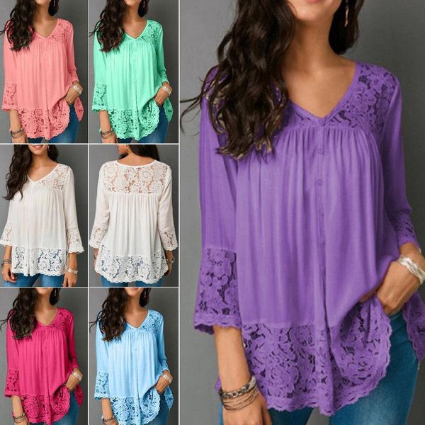 women summer v neck loose boho hollow floral lace blouse transparent shirts women blouse and plus size s 4xl, White
women summer v neck loose boho hollow floral lace blouse transparent shirts women blouse and plus size s 4xl, White