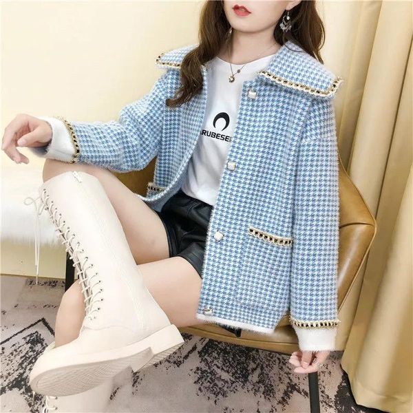 women's jackets small fragrant mink short coat sweater women 2021the jacket double-sided fleece houndstooth wool knitted cardigan ladie, Black;brown
women's jackets small fragrant mink short coat sweater women 2021the jacket double-sided fleece houndstooth wool knitted cardigan ladie, Black;brown