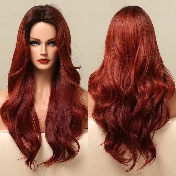 synthetic wigs long body wave ombre brown deep red for women middle part cosplay party daily use natural heat resistant, Black
synthetic wigs long body wave ombre brown deep red for women middle part cosplay party daily use natural heat resistant, Black