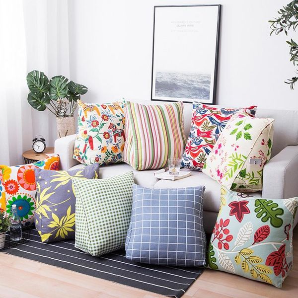 cushion/decorative pillow cotton canvas cartoon pattern backrest back cushion bed triangle cushions sofa removable waist