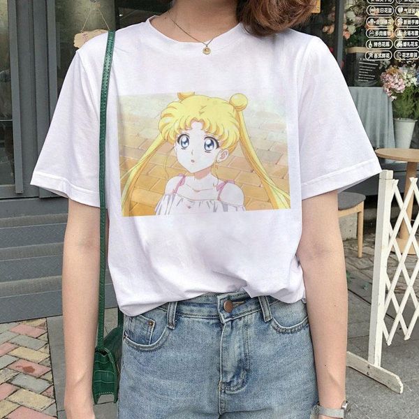 sailor moon t shirt women harajuku short sleeve fashion kawaii women's t-shirt fashion cute cat tshirt tees female, White 
sailor moon t shirt women harajuku short sleeve fashion kawaii women's t-shirt fashion cute cat tshirt tees female, White