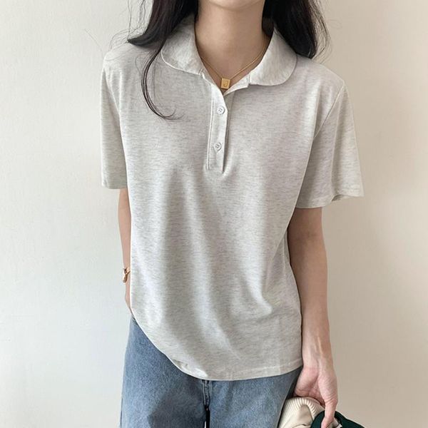 women's t-shirt 2021 summer fashion womens short sleeve cotton casual thin t shirt female neck button solid basic tee femme, White
women's t-shirt 2021 summer fashion womens short sleeve cotton casual thin t shirt female neck button solid basic tee femme, White