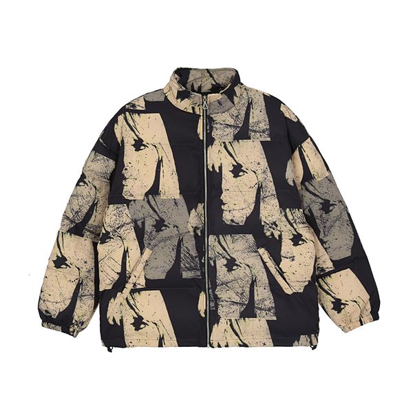 2021 new harajuku face print loose cotton-padded jacket men's thick streetwear casual oversize winter coat hip hop baggy parkas xozn, Black 
2021 new harajuku face print loose cotton-padded jacket men's thick streetwear casual oversize winter coat hip hop baggy parkas xozn, Black