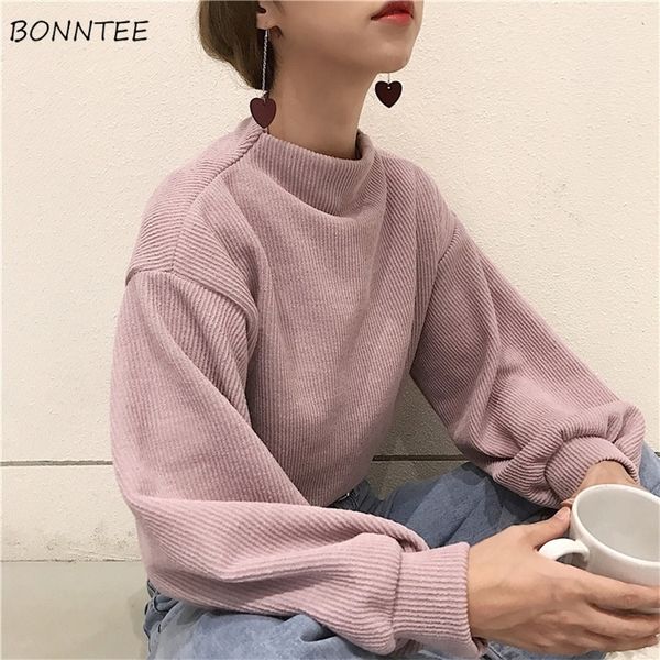 hoodies women solid ladies elegant turtleneck puff sleeve simple all-match korean style kawaii sweatshirts womens trendy soft y200610, Black
hoodies women solid ladies elegant turtleneck puff sleeve simple all-match korean style kawaii sweatshirts womens trendy soft y200610, Black