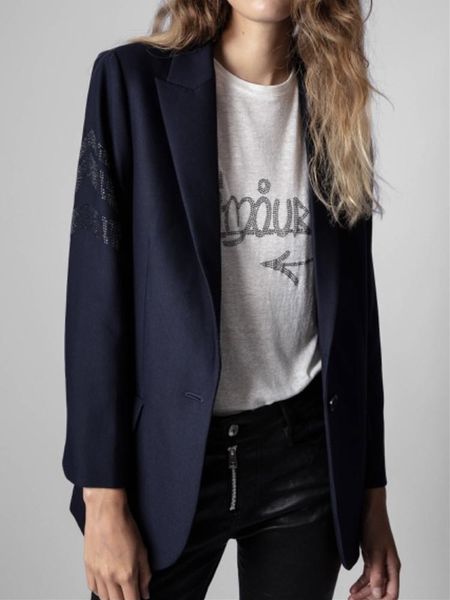 women's suits & blazers women long sleeve blazer single button rhinestones simple slim office ladies casual suit coat autumn winter 202, White;black 
women's suits & blazers women long sleeve blazer single button rhinestones simple slim office ladies casual suit coat autumn winter 202, White;black