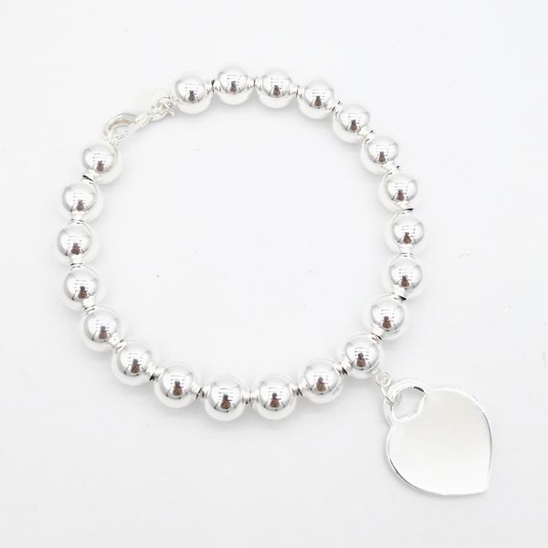 s925 classic ladies silver heart-shaped 8mm ball bead jewelry holiday gift 200925, Black
s925 classic ladies silver heart-shaped 8mm ball bead jewelry holiday gift 200925, Black