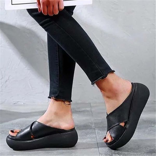 sandals women's shoes open toe comfy woman leather thick bottom walking platform women beach wedges sandalias mujer, Black
sandals women's shoes open toe comfy woman leather thick bottom walking platform women beach wedges sandalias mujer, Black