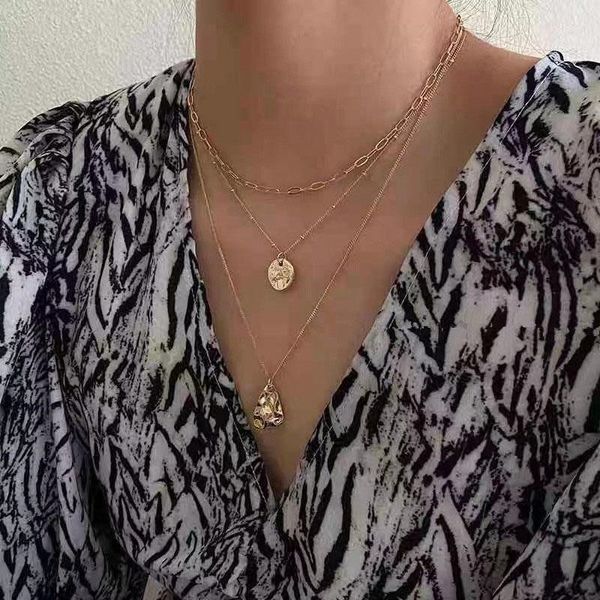 simple gold color irregular geometric chain multilayer necklace for women girl metal round long pendant sweater chains, Silver
simple gold color irregular geometric chain multilayer necklace for women girl metal round long pendant sweater chains, Silver