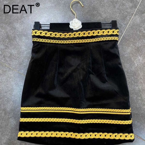deat spring arrivals black solid color high waist embroidery chain velvet texture package buttocks skirt mz353 210709
deat spring arrivals black solid color high waist embroidery chain velvet texture package buttocks skirt mz353 210709