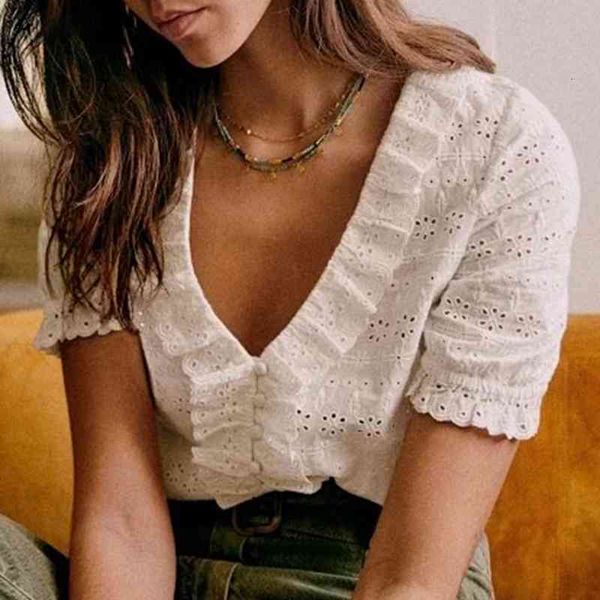women's blouses & shirts hollow out femme buttons up v neck ruffles puff sleeve blouse white mujer chemisier woman elegant 48
women's blouses & shirts hollow out femme buttons up v neck ruffles puff sleeve blouse white mujer chemisier woman elegant 48