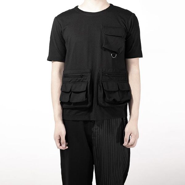 men's t-shirts xs-5xl 2021 clothing hair stylist fashion original splicing pocket short sleeve shirt singer plus size costumes, White;black
men's t-shirts xs-5xl 2021 clothing hair stylist fashion original splicing pocket short sleeve shirt singer plus size costumes, White;black