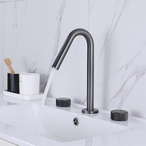 bathroom sink faucets minimalist brass double handle three holes basin deck mounted faucet gun gray cold water mixer tap
bathroom sink faucets minimalist brass double handle three holes basin deck mounted faucet gun gray cold water mixer tap