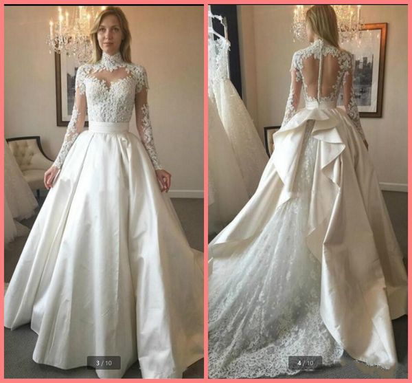 robe de mariage 2021 a line wedding dress long sleeve high neck lace applique see through back garden sweep train bride dresses beaded sequi, White
robe de mariage 2021 a line wedding dress long sleeve high neck lace applique see through back garden sweep train bride dresses beaded sequi, White