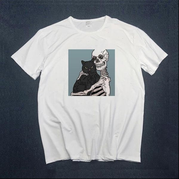 horro skull and cute cat women t shirt funny cartoon tees kawaii t shirt women harajuku short sleeve ulzzang, White
horro skull and cute cat women t shirt funny cartoon tees kawaii t shirt women harajuku short sleeve ulzzang, White