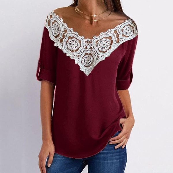 women's blouses & shirts wine tunic for ladies plus size clothes fashion womens loose solid colour lace patchwork v-neck short sleeve, White
women's blouses & shirts wine tunic for ladies plus size clothes fashion womens loose solid colour lace patchwork v-neck short sleeve, White