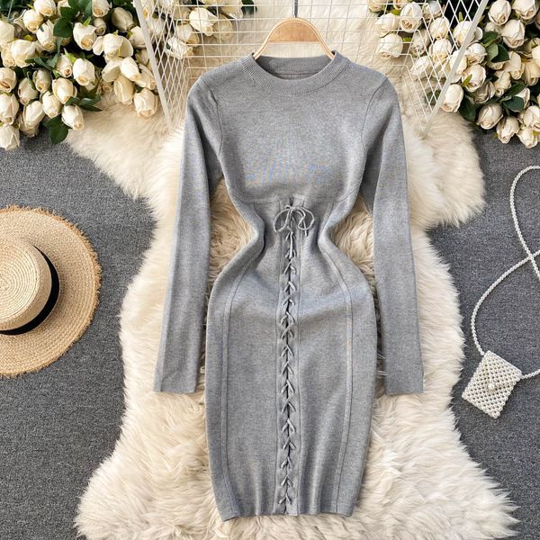 design knitting dress women korean long sleeve o neck slim pencil dress autumn winter warm bodycon sweater dresses, Black;gray
design knitting dress women korean long sleeve o neck slim pencil dress autumn winter warm bodycon sweater dresses, Black;gray