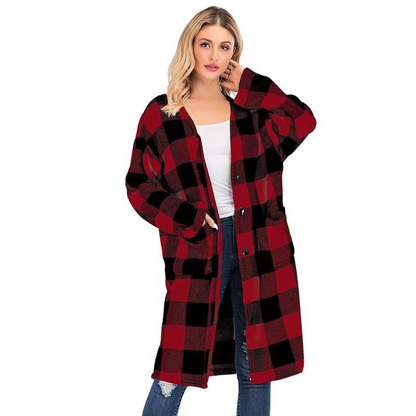 2021 fashion new knitted cardigans feminina single breasted plaid pockets crew neck autumn casual long comfortable length coats, Black;brown
2021 fashion new knitted cardigans feminina single breasted plaid pockets crew neck autumn casual long comfortable length coats, Black;brown
