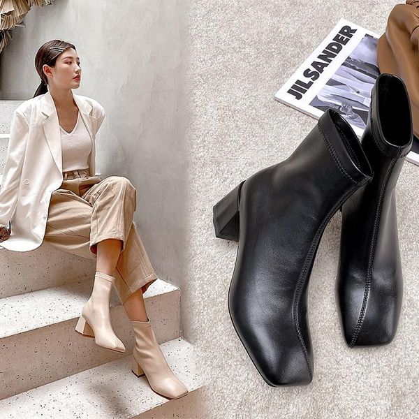 dress shoes 2021 spring and autumn thin with thick heels square head elastic boots female fashion wild single z962, Black
dress shoes 2021 spring and autumn thin with thick heels square head elastic boots female fashion wild single z962, Black