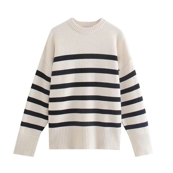 traf za striped sweater woman knitted sweater pullover women autumn long sleeve fashion preppy warm women's jumper 211123, White;black
traf za striped sweater woman knitted sweater pullover women autumn long sleeve fashion preppy warm women's jumper 211123, White;black