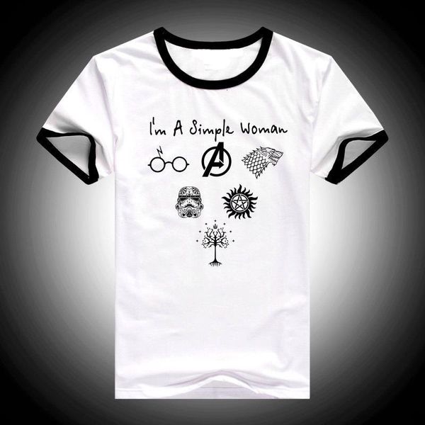 ropa mujer 2021 vogue t shirt camiseta mujer i' a simple woman tshirt friend tshirt female harajuku shirt streetwear, White
ropa mujer 2021 vogue t shirt camiseta mujer i' a simple woman tshirt friend tshirt female harajuku shirt streetwear, White