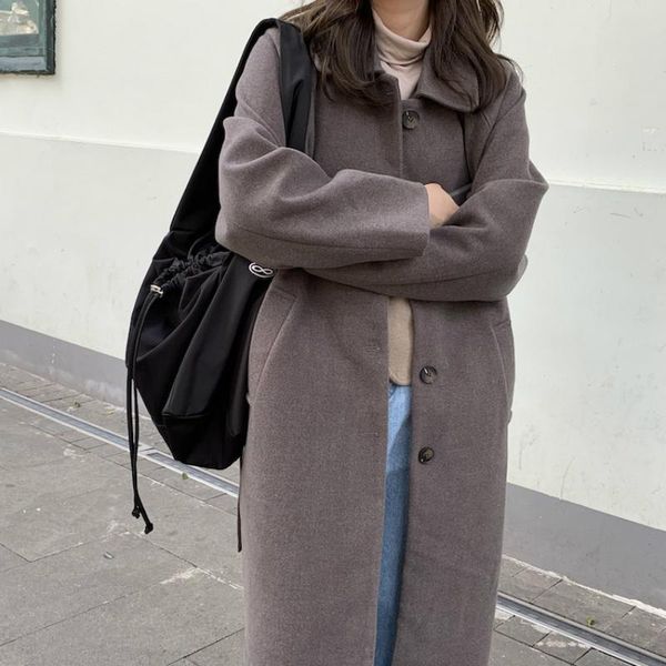 women autumn winter elegant long wool coat jacket woolen overcoat belt turn-down collar button up outerwear cardigan, Black
women autumn winter elegant long wool coat jacket woolen overcoat belt turn-down collar button up outerwear cardigan, Black