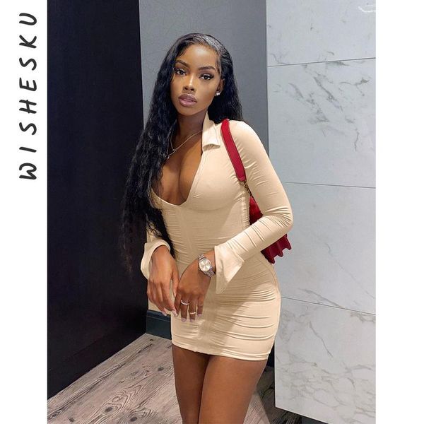 casual dresses lapel deep v neck bodycon dress women 2021 autumn long sleeve ruched skinny short vintage robe, Black;gray
casual dresses lapel deep v neck bodycon dress women 2021 autumn long sleeve ruched skinny short vintage robe, Black;gray