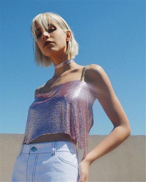 women's tanks & camis 2021 summer party music festival metal sequins tank nightclub shiny metallic backless feminine, White
women's tanks & camis 2021 summer party music festival metal sequins tank nightclub shiny metallic backless feminine, White