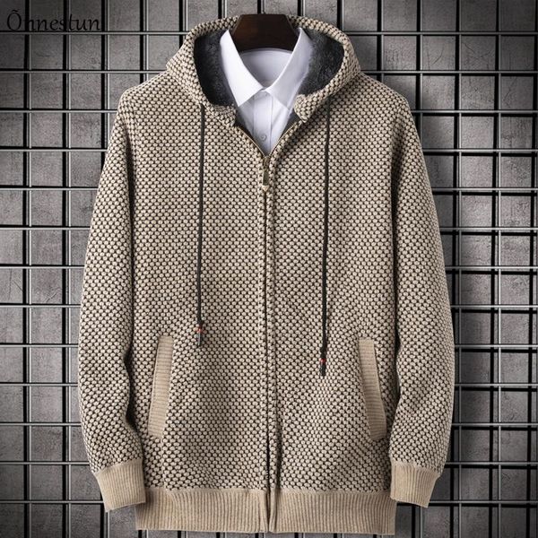men's sweaters onnestun sweater men clothing winter plus velvet knitted cardigan with hooded casual zipper, White;black
men's sweaters onnestun sweater men clothing winter plus velvet knitted cardigan with hooded casual zipper, White;black