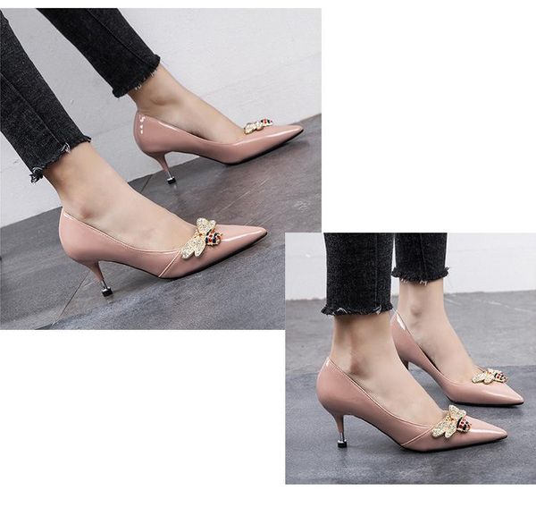 dress shoes 2021 arrival spring autumn fine-heeled leather high heel brown color shiny, Black
dress shoes 2021 arrival spring autumn fine-heeled leather high heel brown color shiny, Black
