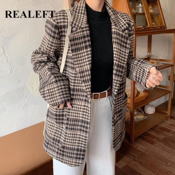 women's suits & blazers realeft 2021 autumn winter classic plaid single breasted female formal jackets pockets casual outerwear, White;black
women's suits & blazers realeft 2021 autumn winter classic plaid single breasted female formal jackets pockets casual outerwear, White;black