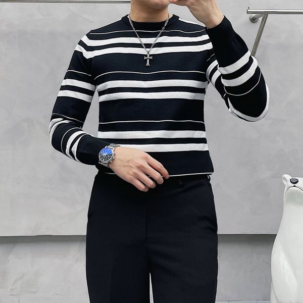 2021 new winter striped men's slim fashion retro casual knitted pullover men streetwear british style sweater mens clothes -3xl 029i, White;black
2021 new winter striped men's slim fashion retro casual knitted pullover men streetwear british style sweater mens clothes -3xl 029i, White;black