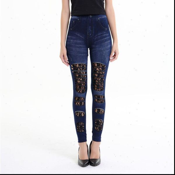 2021 street new patchwork fake jeans leggings gothic floral lace and fabric ripped denim leggings casual slim hole pants, Black
2021 street new patchwork fake jeans leggings gothic floral lace and fabric ripped denim leggings casual slim hole pants, Black