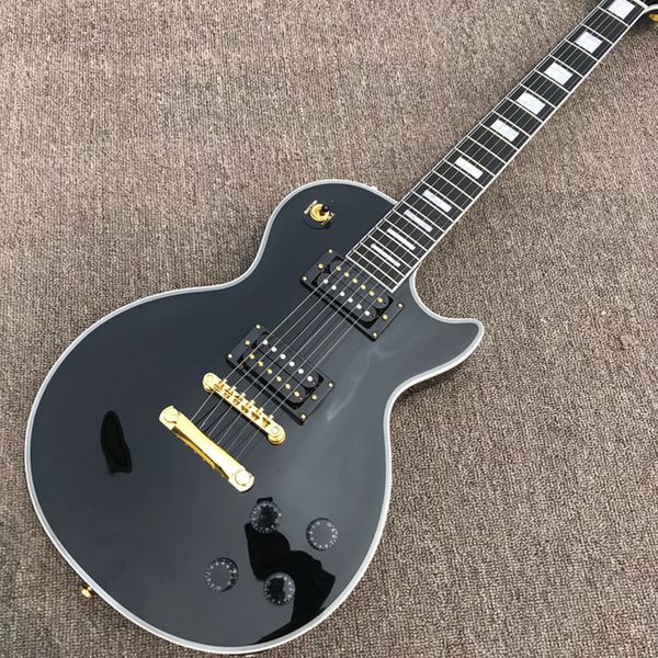 6 strings gloss black mahogany electric guitar with ebony fretboard,gold hardware,humbuckers pickups
6 strings gloss black mahogany electric guitar with ebony fretboard,gold hardware,humbuckers pickups