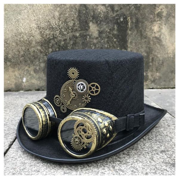 wide brim hats fashion men women handmade steampunk hat with gear glasses stage magic party size 57cm, Blue;gray
wide brim hats fashion men women handmade steampunk hat with gear glasses stage magic party size 57cm, Blue;gray