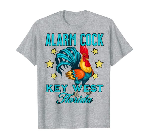 key west florida alarm cock chicken rooster souvenir t-shirt, White;black
key west florida alarm cock chicken rooster souvenir t-shirt, White;black
