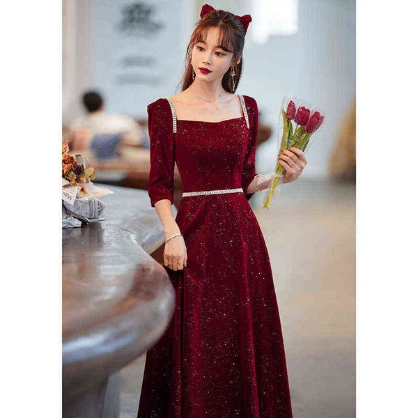 luxury prom dresses toast bride 2021 autumn and winter xianqi wine red engagement back door toast, Black
luxury prom dresses toast bride 2021 autumn and winter xianqi wine red engagement back door toast, Black