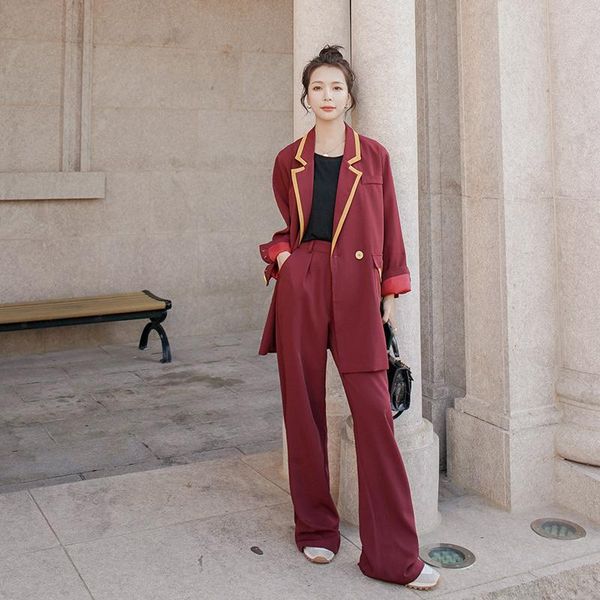 women's two piece pants women fashion elegant wine red 2 suits set blazers and 2021 spring fall loose suit jacket wide leg outfit 2298, White
women's two piece pants women fashion elegant wine red 2 suits set blazers and 2021 spring fall loose suit jacket wide leg outfit 2298, White
